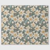 美しい春のバロック水仙の花柄 ラッピングペーパー (フラット)