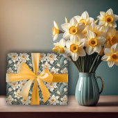 美しい春のバロック水仙の花柄 ラッピングペーパー