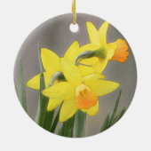美しい春のラッパスイセン セラミックオーナメント (裏面)