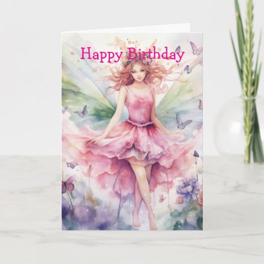 美しい春の妖精の誕生日 カード (正面)