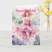 美しい春の妖精の誕生日 カード (黄色い花)