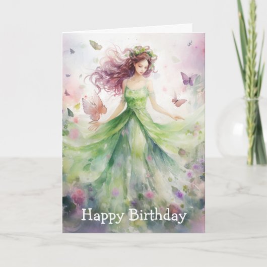 美しい春の妖精の誕生日 カード (正面)