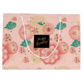 美しい春の桃園の花の誕生日 ラージペーパーバッグ (裏面)