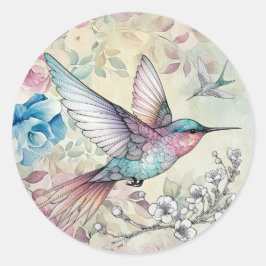 美しい春の水彩花フンボルグ ラウンドシール