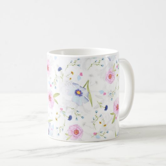美しい春の水色の花の店員。 コーヒーマグカップ (正面右)