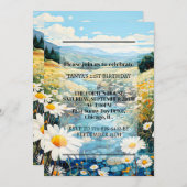 美しい春の牧草地の誕生日パーティー 招待状 (正面/裏面)