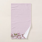 美しい春の縁ど花の色合いピンク バスタオルセット (ハンドタオル)