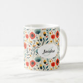 美しい春の色とりどりの花のスクリプト コーヒーマグカップ (正面右)