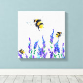 美しい春の花とビー飛んでいるツ – スケッチ キャンバスプリント (インサイチュ (ウッドフロア))