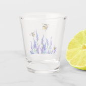 美しい春の花とビー飛んでいるツ – スケッチ ショットグラス (裏面)