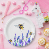 美しい春の花とビー飛んでいるツ – スケッチ ペーパープレート (パーティー)