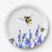 美しい春の花とビー飛んでいるツ – スケッチ ペーパープレート (正面)