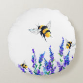 美しい春の花とビー飛んでいるツ – スケッチ ラウンドクッション (正面)