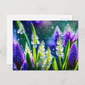 美しい春の花と露 ポストカード (正面/裏面)