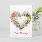 美しい春の花のハート型グリーティング シーズンカード (スタンド正面)