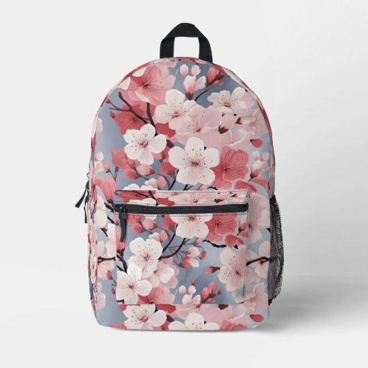 美しい春の花咲く枝 プリントバックパック (正面)