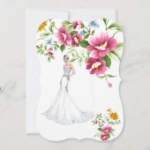 美しい春の花結婚のブライダルシャワー 招待状 (裏面)