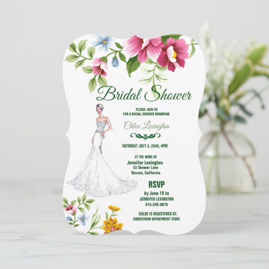 美しい春の花結婚のブライダルシャワー 招待状 (スタンド正面)