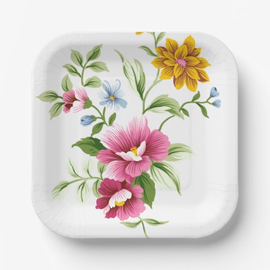 美しい春の花結婚ズ ペーパープレート (正面)