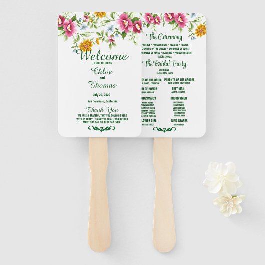 美しい春の花結婚式 プログラム ハンドファン (正面&裏面)