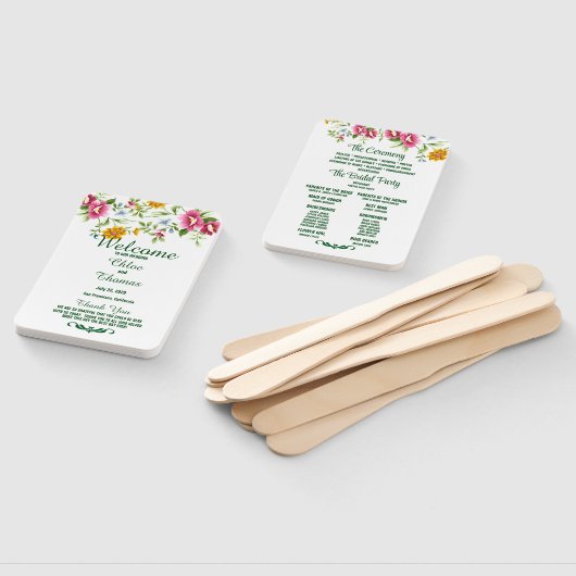 美しい春の花結婚式 プログラム ハンドファン (組立なし)