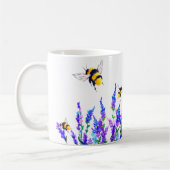 美しい春の花飛んでいると蜂 – 新鮮 コーヒーマグカップ (左)