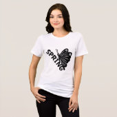 美しい春の蝶のミニマリスト グラフィック トライブレンドＴシャツ (正面全面)