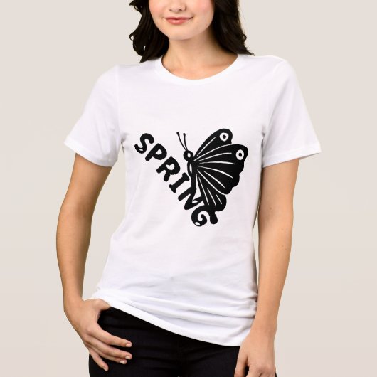 美しい春の蝶のミニマリスト グラフィック トライブレンドＴシャツ (正面)
