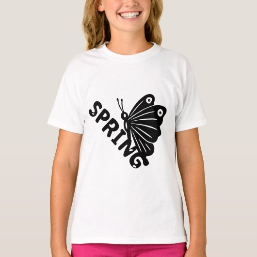 美しい春の蝶のミニマリスト グラフィック Tシャツ (正面)