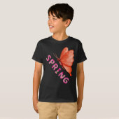 美しい春の蝶のミニマリスト グラフィック Tシャツ (正面フル)