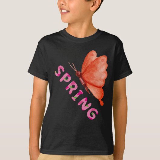 美しい春の蝶のミニマリスト グラフィック Tシャツ (正面)