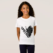 美しい春の蝶のミニマルグラフィック Tシャツ (正面フル)