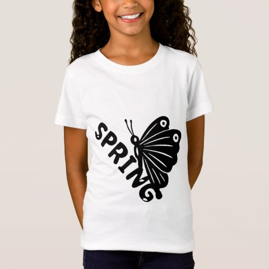 美しい春の蝶のミニマルグラフィック Tシャツ (正面)