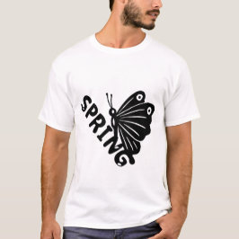 美しい春の蝶 ミニマリスト グラフィック Tシャツ