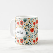 美しい春カラフルガーリーワイルドフラワースクリプト コーヒーマグカップ (正面左)