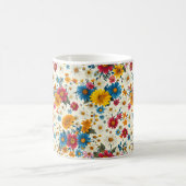 美しい春カラフルシックガーリーワイルドフラワー コーヒーマグカップ (中央)