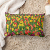 美しい春チューリップガーデン枕 ランバークッション (ブランケット)