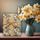 美しい春バロックDaffodilsフローラルパターン ラッピングペーパー<br><div class="desc">豪華なバロックスタイルの水仙フローラのシームレスなパターンのためのすべての春をテーマにした大事な行事。</div>