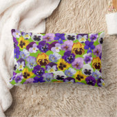 美しい春パンジー ランバークッション (ブランケット)