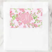 美しい春ピンクの水色の桃の花 長方形シール (バッグ)