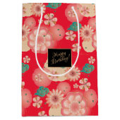 美しい春ピーチガーデン装飾誕生日 ミディアムペーパーバッグ (正面)