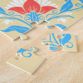 美しい春フローラアート、オレンジ色の背景 ジグソーパズル (側面)