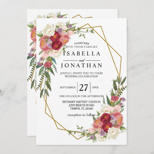 美しい春フローラ招待状 招待状 (正面/裏面)