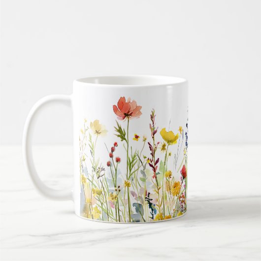 美しい春メドウフラワーラップ コーヒーマグカップ (左)