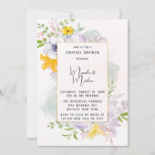 美しい春朝の花模様カップルのシャワー 招待状 (正面)