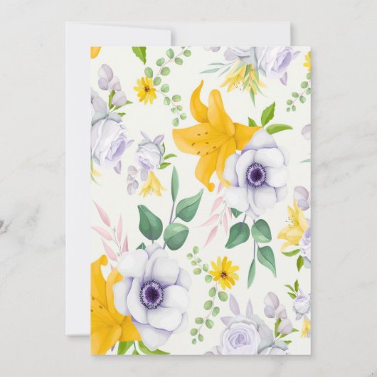 美しい春朝の花模様カップルのシャワー 招待状 (裏面)