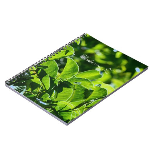 美しい春、夏の緑の葉。名前の追加 ノートブック (左側)