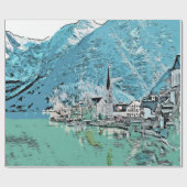 美しい景勝の湖畔の町アルパインマウンテン ラッピングペーパー (フラット)