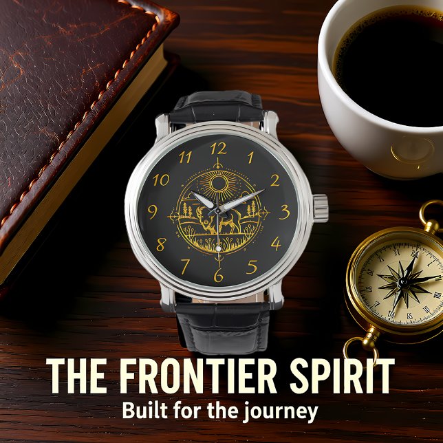 美しい景色の中に立つゴールデンビソン 腕時計 (クリエイターアップロード済み)