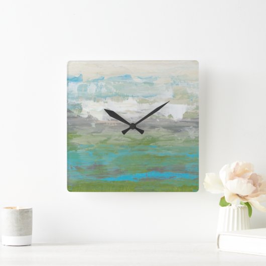美しい景色を見落とす白い雲 スクエア壁時計 (ホーム)